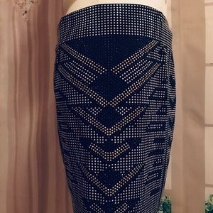 Large Dark Patterned Pencil Skirt